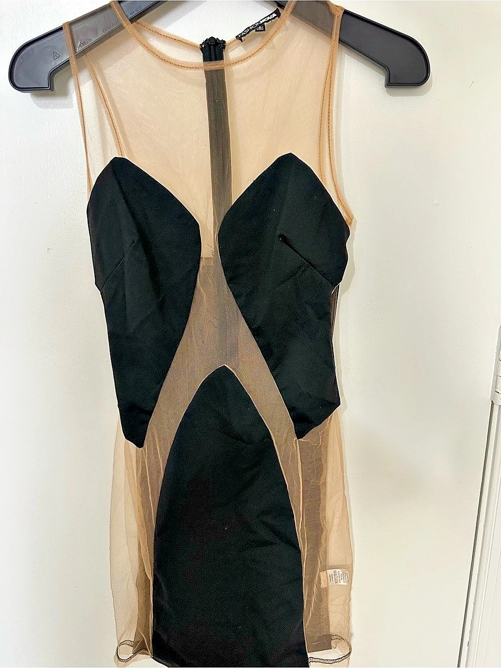 Fashion Nova Color Block Mini Dress Black & Brown Small